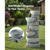 Outdoor Water Fountain, 31.5 in Height Fountain and Waterfall, 5-Tier Floor Standing Bowl-Shaped Cascading Fountains with LED Light and Pump