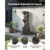 Outdoor Water Fountain, 49.61 in Height Fountain and Waterfall, 5-Tier Floor Standing Jar-Shaped Cascading Fountains with LED Light and Pump