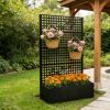 Metal Planter Box with Trellis 70.9in H x 43.3in W x 15.8in D - Outdoor Raised Garden Bed with Privacy Screen Lattice Panels for Patio Decoration for