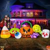 10 FT Halloween Inflatable Outdoor Decorations Pumpkin Ghost Combo
