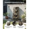 Outdoor Water Fountain, 35.63 in Height Fountain and Waterfall, 4-Tier Floor Standing Cascading Fountains with LED Light and Pump, Block Stack Style