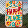CIFbuy Happy Place Welcome Sign 8x12 Inch Colorful Floral Iron Metal Wall Hanging, Durable Contemporary Art Decor For Home Garden Indoo TikTok, TikTok