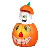 2.8 FT Halloween Inflatables Animated Pumpkin Ghost, Outdoor Decorations Blow Up Yard Decor with Built-in LEDs for Indoor Party Garden Lawn Decor