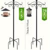 2pcs 76 Inch Heavy Duty Shepherds Hooks - Adjustable Rustic Iron Hooks with 5 Prongs Base, Easy Install for Birdhouses, Lanterns, Plant Baskets