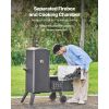 Charcoal Offset Smoker, Heavy-Duty Steel BBQ Offset Smoker with Side Firebox, Movable Outdoor Barbecue Smokers with 6 Adjustable Grates