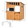 Outdoor Wooden Playhouse for Kids, Cottage, Door, Windows, Mailbox, Bench, Flower Pot Holder