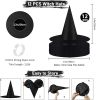 12 PCS Halloween Decorations Witch Hat Costume Accessory, Thickened Hanging Black Wizard Hats Bulk for Women Kids with Rope