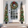 Artificial Topiary Cedar Trees, 60 inch 2 Set Faux Pine Shrubs Plants, Fake Silk Tree Look Real
