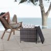 Outdoor PE Wicker Side Table with Storage, Patio Rattan End Table Square Container for Furniture Covers, Toys and Gardening Tools