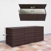 Outdoor Storage Box Brown PE Rattan Wicker Deck Box Inner Liner Patio Furniture Cushions Pool Toys Garden Tools