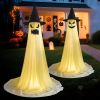 2 Pack Halloween Ghost Decorations Outdoor, Light Up Spooky Ghost with Witch Hat