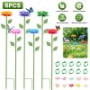 6Pack Metal Bee Watering Stations, Anti-Drowning Bee Butterfly Feeders Pollinator Stakes with Artificial Flowers for Outdoor Garden Courtyard Decor
