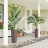 23.6 Inch Tall Planters for Outdoor Plants, Set of 2 Plastic Flower Pots with Drainage Holes, Brown