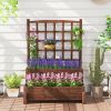 Raised Garden Bed with Trellis 2-tier Wood Planter Box with Drainage Holes