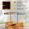 Wooden Kids Sandbox with Adjustable Canopy, Foldable Bench Seats, and Cover, Red