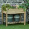 36" x 20" x 30" Raised Garden Bed with Legs and Storage Shelf, Elevated Wood Planter Box, Gardening Standing Growing Bed for Backyard, Patio