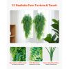 Artificial Ferns, 12 Pcs Fake Hanging Boston Fern Bush Plant with 32 Inch Hanging Length, Plastic Faux Greenery for Indoor/Outdoor Decor, For Wall