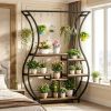 Vase-Shaped 6-Tier Plant Stand Display Rack with 10 Hanging Hooks for Home Garden Decoration