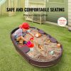 Sandbox with Cover, 72 x 41.5 x 9.1 in Oval Sand Box, HDPE Sand Pit with 4 Corner Seating and Bottom Liner, Kids Sandbox for Outdoor Backyard, Beach