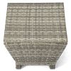 Outdoor PE Wicker Side Table with Storage, Small Patio Storage Bin Container for Hose Cushion Towel, Grey