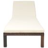 Sun Lounger with Cushion Poly Rattan Brown