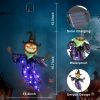 ILLUMINEW Solar Halloween Metal Hanging Decorations Outdoor, Solar Powered Lighted Metal Pumpkin with Glowing Eyes for Halloween Outdoor Tree, Wall