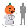 6ft Halloween Inflatables Smiling Skeleton Ghost with Pumpkin Head Outdoor Decoration with Rotating LED Light