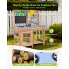 Mud Kitchen, Outdoor Mud Kitchen for Kids, Wood Outdoor Play Kitchens with Stoves, Hooks, Sinks, Planting Shovels, Spatulas, Handle