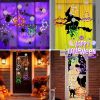 4 Pack Halloween Decorations, Orange Pumpkin, White Ghost, Purple Witch Hat, Green Spider Lights