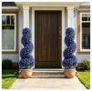 2 Pack Realistic Lifelike Faux Spiral Plant, All-Weather PE Artificial Flower Shrub for Indoor Outdoor Home Garden Decoration - Purple