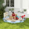 Large Wooden Sandbox for Kids, Blue, Spacious Outdoor Play Area, 85x85x25, Ideal for Ages 3-7