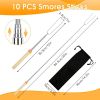 10 Pack Smores Sticks, 32 Inch Marshmallow Roasting Sticks for Fire Pit, Extendable Roasting Skewers with Bag, Hot Dog Fork