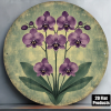 CIFbuy 1pc 8x8in 2D Flat Round Sign Vintage, "" Purple Orchid, Plaque Phalaenopsis Flower Decor For Living Room BedroomTikTok