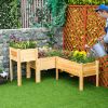 Elevated Wood Planter Box Set of 3 Raised Garden Bed with Legs Liner for Vegetables Herbs Flowers Backyard Patio