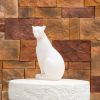 White Sandstone Effect Resin Cat Statue, Garden Decor Sculpture