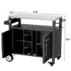Two Doors Outdoor Grill Cart with Patio Furniture, Outdoor Grill Table with Storage