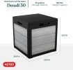 30 Gallon Resin Outdoor Storage Box and Patio Furniture Side Table for Pool and Garden Accessories, Grey Black