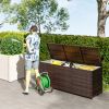 Outdoor Storage Box Brown PE Rattan Wicker Deck Box Inner Liner Patio Furniture Cushions Pool Toys Garden Tools