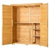Outdoor Storage Shed, Large Wooden Outside Storage Cabinet with Waterproof Roof and Metal Frame