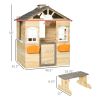 Kids Outdoor Wooden Playhouse, Garden Adventure Cottage, Door, Service Station, Flower Pot Holder