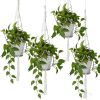 4 PCS Heavy Duty Hanging Plant Holder Natural Cotton Rope Planter Basket with Hanging Ring