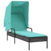 Patio Sun Lounger Black, Turquoise