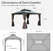 10x13FT Outdoor Gazebo, Hardtop Gazebo with Galvanized Steel Double Roof, Metal Gazebos with Drainage System Patio Pergola for Patio Deck Backyard