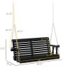 Slatted Porch Oasis: 46" 2-Person Black Swing Bench with Cup Holders, 440lb Capacity