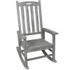 Wooden Oversized Porch Rocker Chair With Wide Seat and Tall Backrest,High Back Smooth Rocking Chairs for Outdoor & Indoor,Light Grey Color