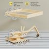 Wooden Sandbox with Digger, Kids Sandbox with 360Ã‚Â° Rotating Seat & Bottom Liner, 72" x 35" x 22"
