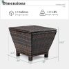 Outdoor PE Wicker Side Table with Storage, Small Patio Storage Bin Container for Hose Cushion Towel, Brown(SAME AS 46755449)