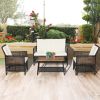 4 Pieces Patio Rattan Furniture Set with 2-Tier Coffee Table