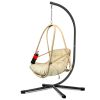 Swing Egg Chair with Stand Indoor Outdoor Wicker Rattan Patio Basket Hanging Chair with C Type bracket , with cushion and pillow