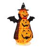 5ft Orange 3-Tier Retractable Fabric Pumpkin Halloween Light Decor with Cape & Wings, 130 Warm White LED String Lights, 4.5V 3.6W
